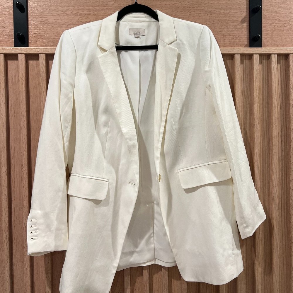 Loft White Long Women's Blazer Size 12